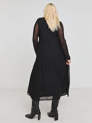 Simply Be Black Mesh Midi Dress - Image 2 of 4
