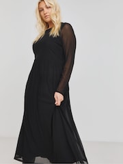 Simply Be Black Mesh Midi Dress - Image 3 of 4