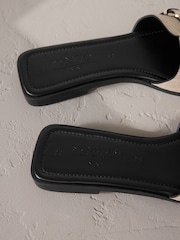 Neutral Suede Signature Double Buckle Mule Sandals - Image 8 of 10