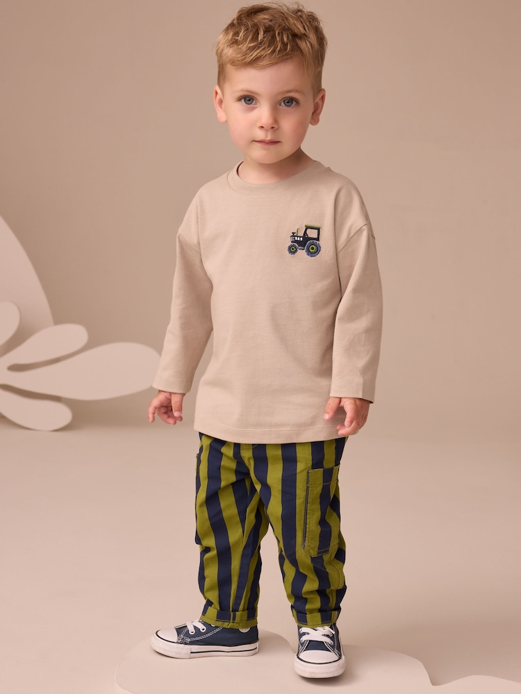 Blue/Green Farm Long Sleeve T-Shirt & Trousers Set (3mths-7yrs) - Image 2 of 4