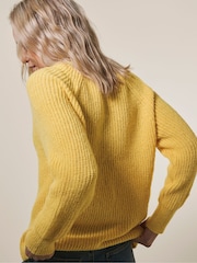 JD Williams Yellow V-Neck Open Stitch Knit Jumper - Image 2 of 4
