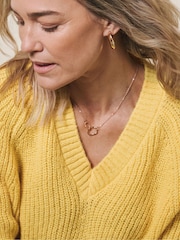 JD Williams Yellow V-Neck Open Stitch Knit Jumper - Image 4 of 4