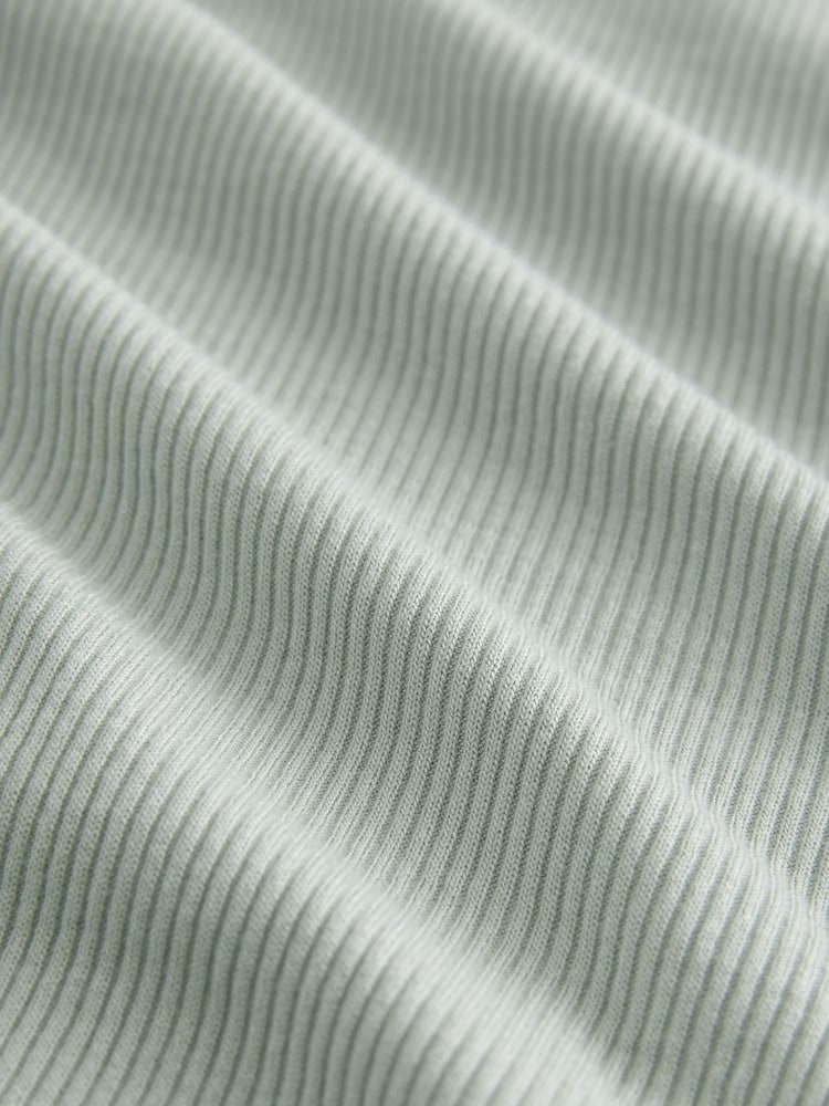 Sage Green Ribbed Long Sleeve Pyjamas - Image 10 of 10