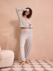 Sage Green Ribbed Long Sleeve Pyjamas - Image 2 of 7