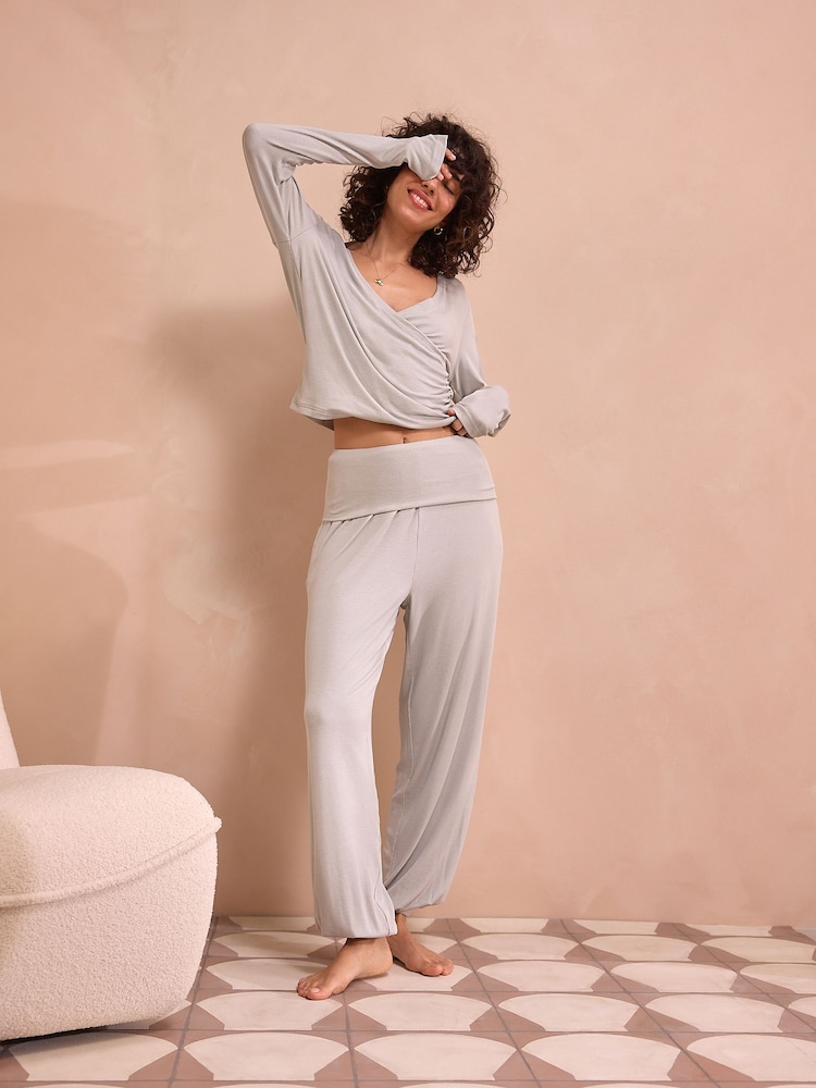 Sage Green Ribbed Long Sleeve Pyjamas - Image 2 of 7