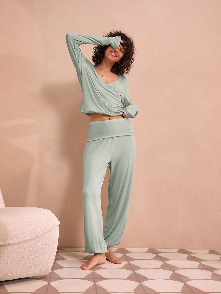 Salbeigrün - Langärmelige, gerippte Pyjamas - Bild 2 von 10 Salbeigrün - Langärmelige, gerippte Pyjamas - Bild 2 von 10