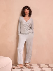 Sage Green Ribbed Long Sleeve Pyjamas - Image 3 of 7