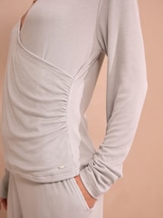 Sage Green Ribbed Long Sleeve Pyjamas - Image 6 of 7