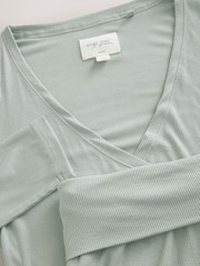 Sage Green Ribbed Long Sleeve Pyjamas - Image 9 of 10