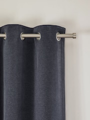 Blue Textured Embossed Faux Suede Lined Eyelet Curtains - Image 4 of 5