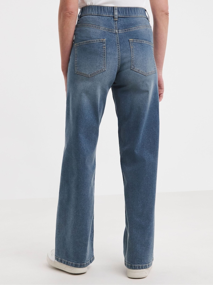 JD Williams Blue 24/7 Wide Leg Jeans - Image 2 of 4