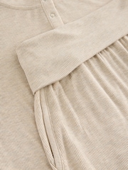 Oatmeal Ribbed Long Sleeve Pyjamas - Image 12 of 12