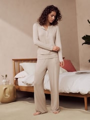 Oatmeal Ribbed Long Sleeve Pyjamas - Image 2 of 12