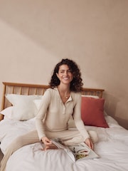 Oatmeal Ribbed Long Sleeve Pyjamas - Image 4 of 12