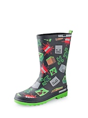 Vanilla Underground Black Minecraft Boys Wellies - Image 1 of 4