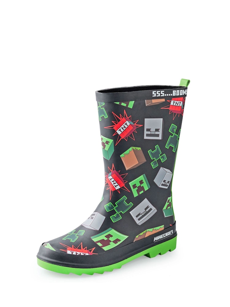 Vanilla Underground Black Minecraft Boys Wellies - Image 1 of 4