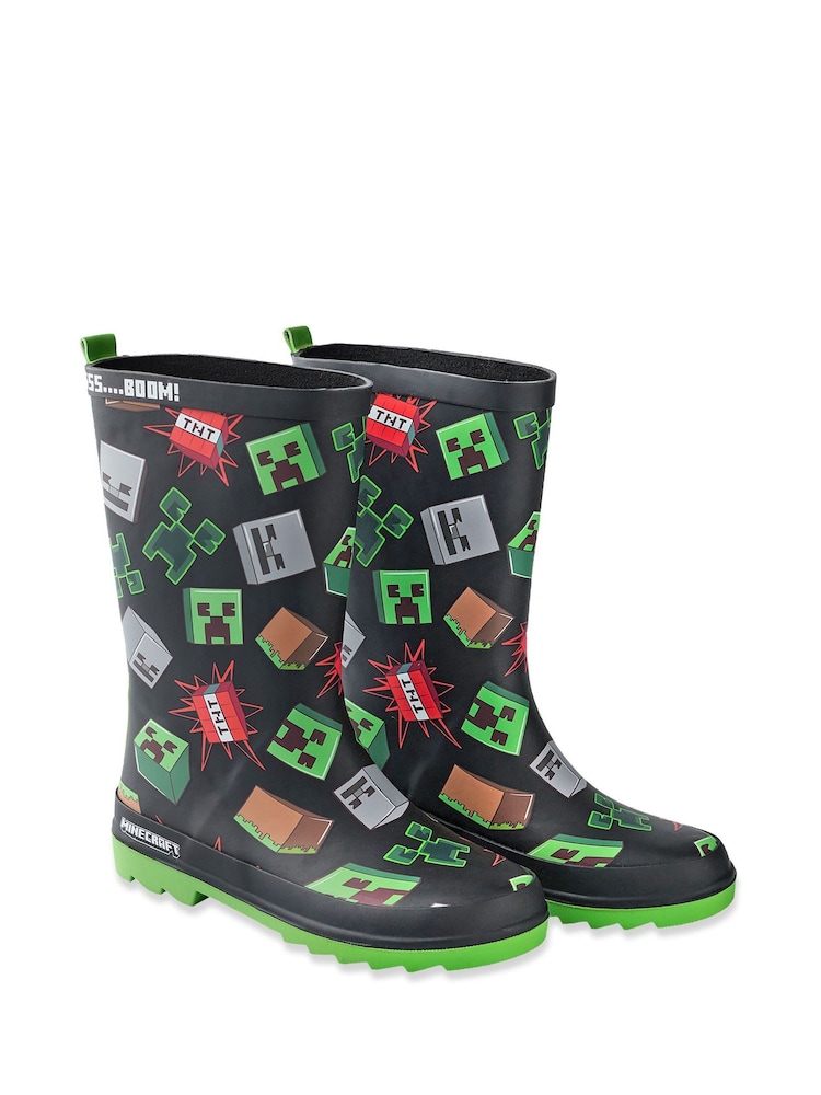Vanilla Underground Black Minecraft Boys Wellies - Image 2 of 4