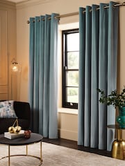 Blue Smoke Matte Velvet Blackout/Thermal Curtains - Image 1 of 8