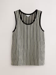 Black/White Stripe Textured Craft Vest - Image 1 of 3