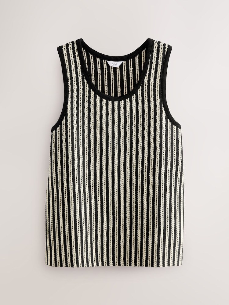 Black/White Stripe Textured Craft Vest - Image 1 of 3