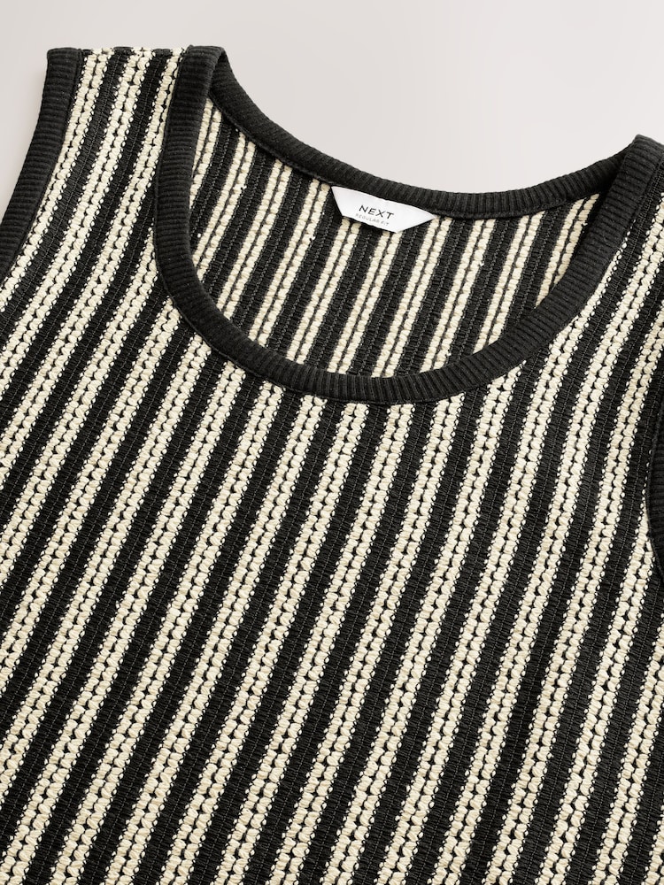 Black/White Stripe Textured Craft Vest - Image 2 of 3