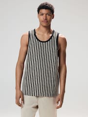 Black/White Stripe Textured Craft Vest - Image 5 of 9