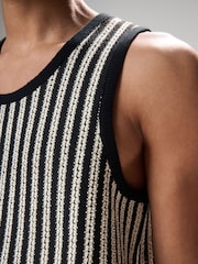 Black/White Stripe Textured Craft Vest - Image 6 of 9