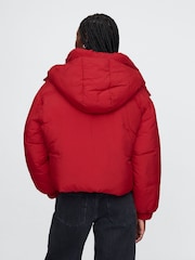 Gap Red Cropped Duvet Wrap Puffer Coat - Image 2 of 9