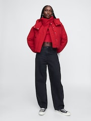 Gap Red Cropped Duvet Wrap Puffer Coat - Image 3 of 9