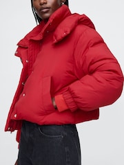Gap Red Cropped Duvet Wrap Puffer Coat - Image 4 of 9
