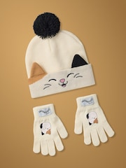 Vanilla Underground Cream Squishmallows Girls Winter Hat and Gloves Set - Image 1 of 6