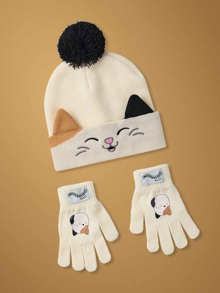 Vanilla Underground Cream Squishmallows Girls Winter Hat and Gloves Set - Image 1 of 6