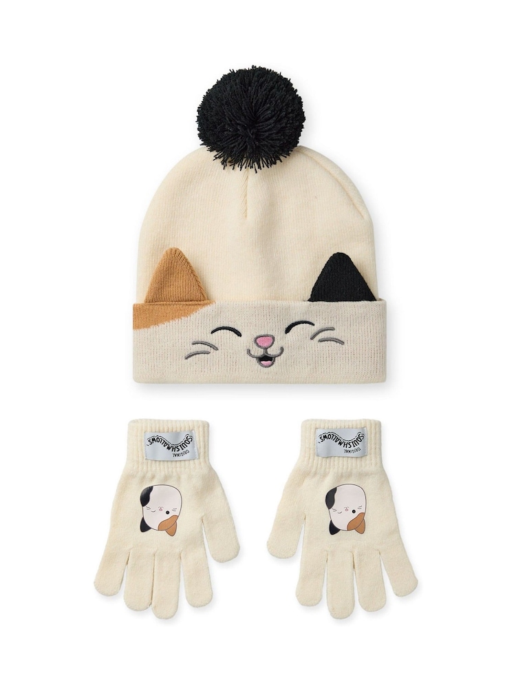 Vanilla Underground Cream Squishmallows Girls Winter Hat and Gloves Set - Image 2 of 6