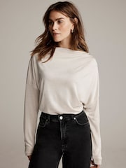 Mint Velvet Cream Slash Neck Ruched Long Sleeve Top - Image 1 of 7