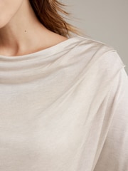 Mint Velvet Cream Slash Neck Ruched Long Sleeve Top - Image 3 of 7