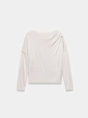 Mint Velvet Cream Slash Neck Ruched Long Sleeve Top - Image 6 of 7