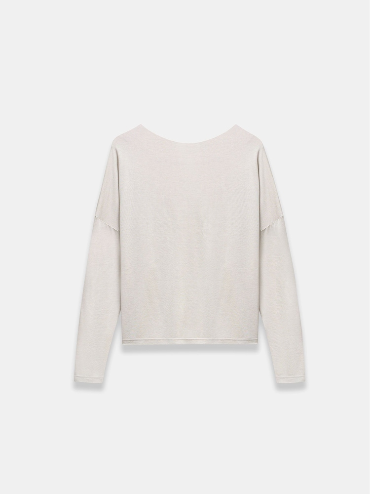 Mint Velvet Cream Slash Neck Ruched Long Sleeve Top - Image 7 of 7