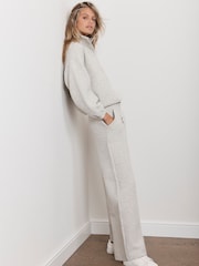 Mint Velvet Grey Textured Wide Leg Joggers - Image 1 of 6