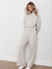 Mint Velvet Grey Textured Wide Leg Joggers - Image 2 of 6