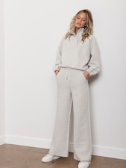 Mint Velvet Grey Textured Wide Leg Joggers - Image 4 of 6