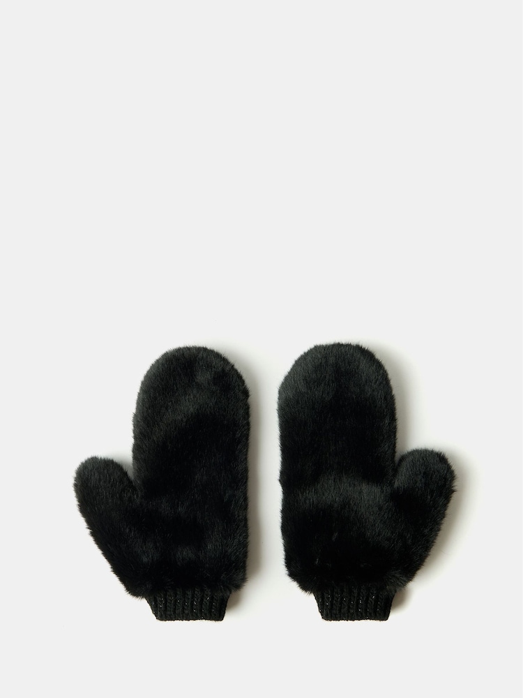 Mint Velvet Black Faux Fur Mittens - Image 2 of 3