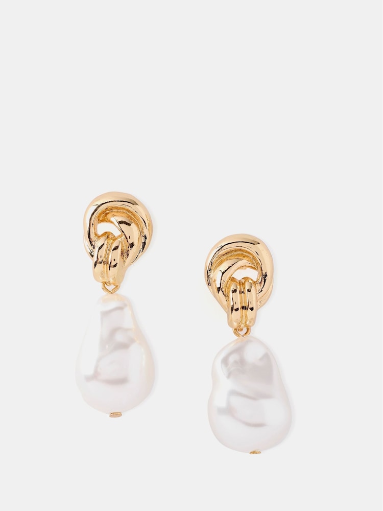 Mint Velvet Gold Tone Pearl Drop Earrings - Image 1 of 2