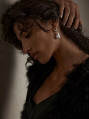 Mint Velvet Gold Tone Pearl Drop Earrings - Image 2 of 2