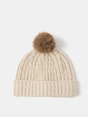 Mint Velvet Brown Knit Pom Pom Hat - Image 1 of 3