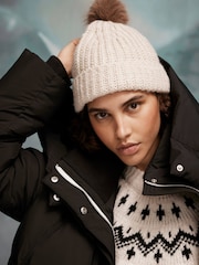 Mint Velvet Brown Knit Pom Pom Hat - Image 3 of 3
