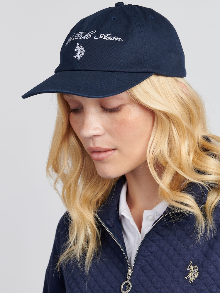 U.S. Polo Assn. Blue Womens Double Horsemen Premium Graphic Casual 100% Cotton Cap - Image 2 of 9 U.S. Polo Assn. Blue Womens Double Horsemen Premium Graphic Casual 100% Cotton Cap - Image 2 of 9