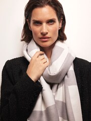 Mint Velvet Grey Graphic  Design Scarf - Image 1 of 3