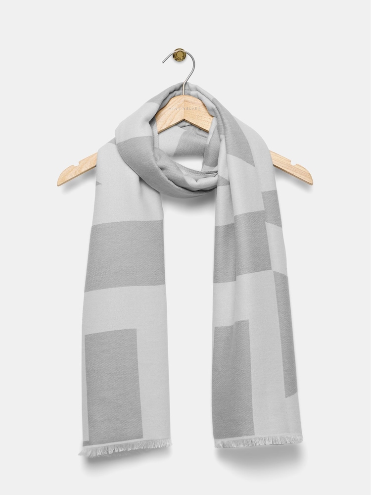 Mint Velvet Grey Graphic  Design Scarf - Image 2 of 3