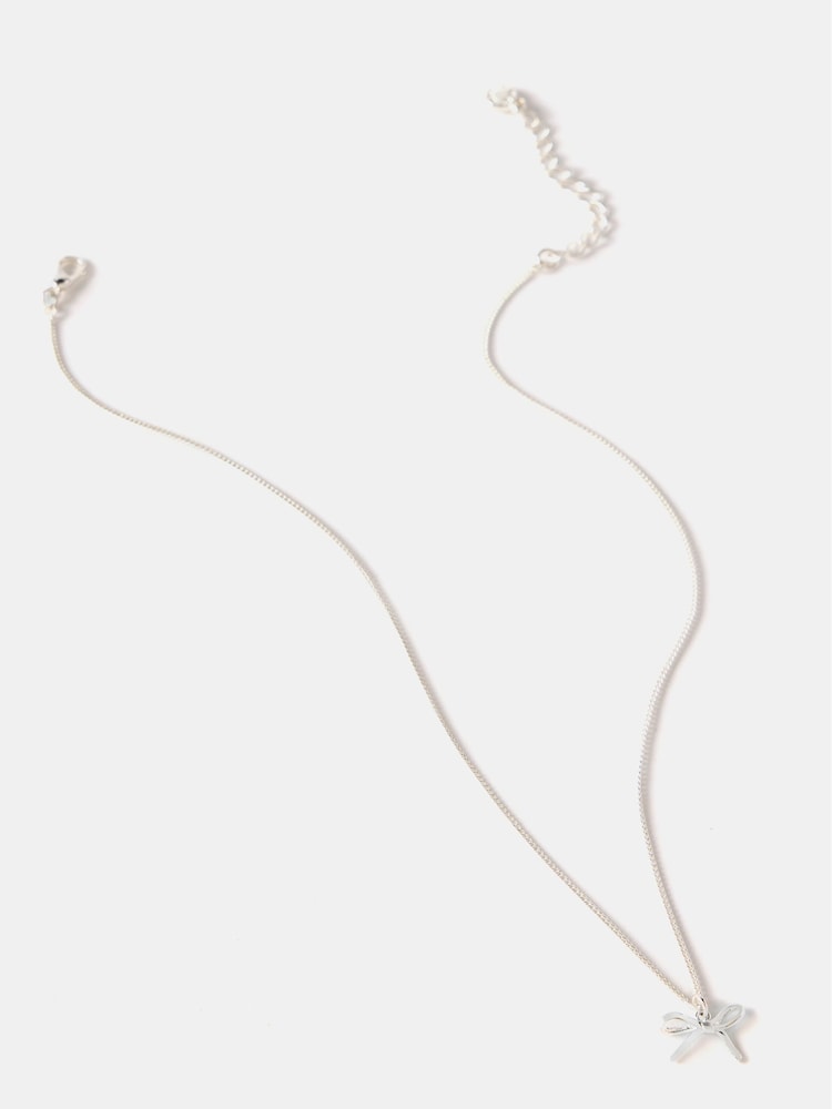 Mint Velvet Silver Plated Bow Necklace - Image 2 of 2