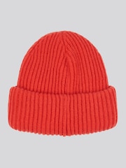 U.S. Polo Assn. Orange Womens Double Horsemen Woven Patch Beanie - Image 2 of 3